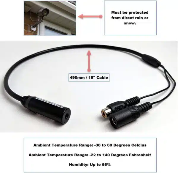 CCTV Camera Pros MIC-CCTV-02 Audio Surveillance Camera Microphone | Tiny CCTV Security Mic External Sound | Indoor/Outdoor Stand