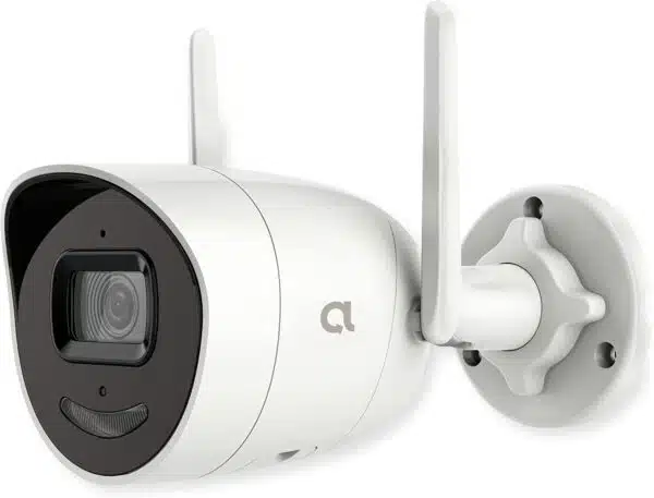 Alula CAM-OD-HS2-AI Outdoor Bullet Camera, White, 1080P HD Video, 90 Foot Night Vision, Two Way Audio, 2MP Image Sensor, Motion
