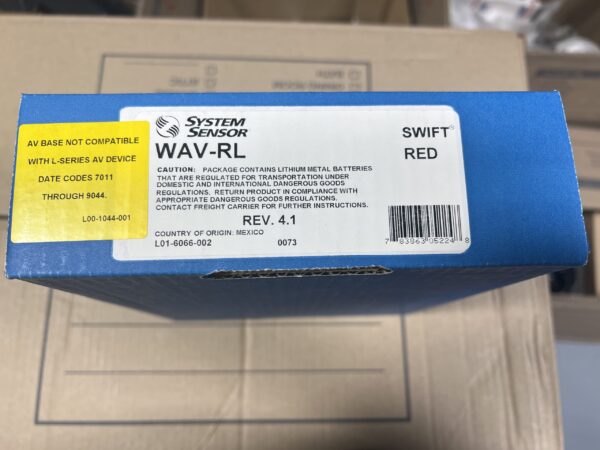 System Sensor WAV-RL SWIFT Wall Mount AV Base for L-Series AV Devices, Red