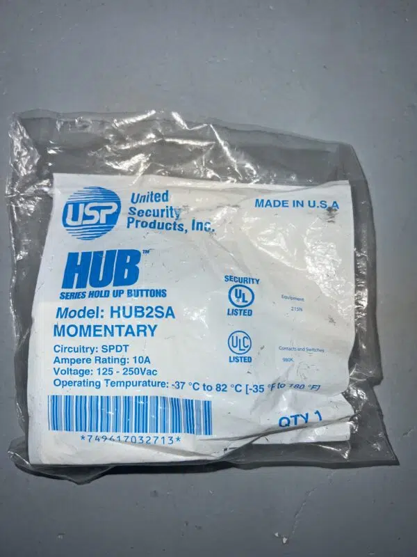 USP HUB2SA Hold Up Button, Momentary, SPDT, 3-Screw Terminals